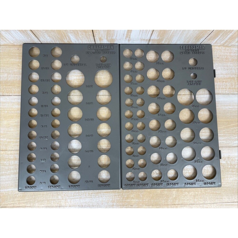Craftsman Socket Organizer Trays 2-pc ½-inch Drive 6-pt/12 pt Standard SAE